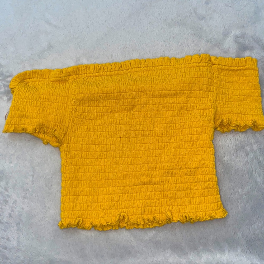 Golden Yellow over the shoulder crop top